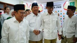Momen keakraban Prabowo dan Sandiaga saat peresmian Sekber Gerindra-PKB.
