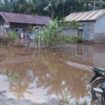 Kondisi pemukiman warga di Desa Catur Rahayu yang terendam banjir. Kondisi ini sangat menghambat aktifitas warga. Foto: Daryanto/koransabak.com