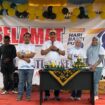 Kadis PUPR Tanjab Timur, Dedi Novrianika didampingi Sekdis PUPR, Sofyan, saat menyampaikan sambutan.